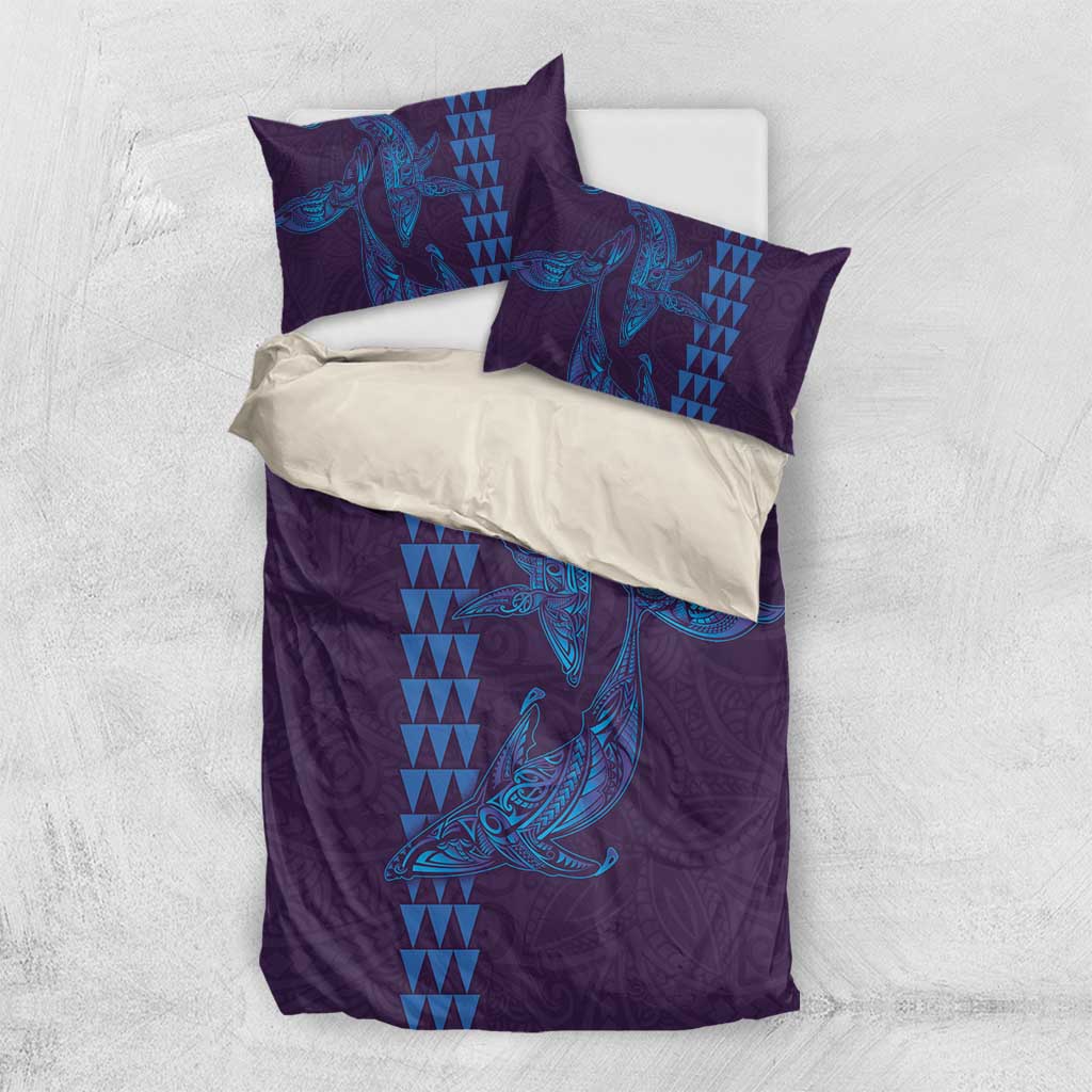 Aloha Hawaii Whale Kakau and Polynesian Tattoo Bedding Set Purple Color LT03 US Twin 172cm x 218cm Purple - Polynesian Pride