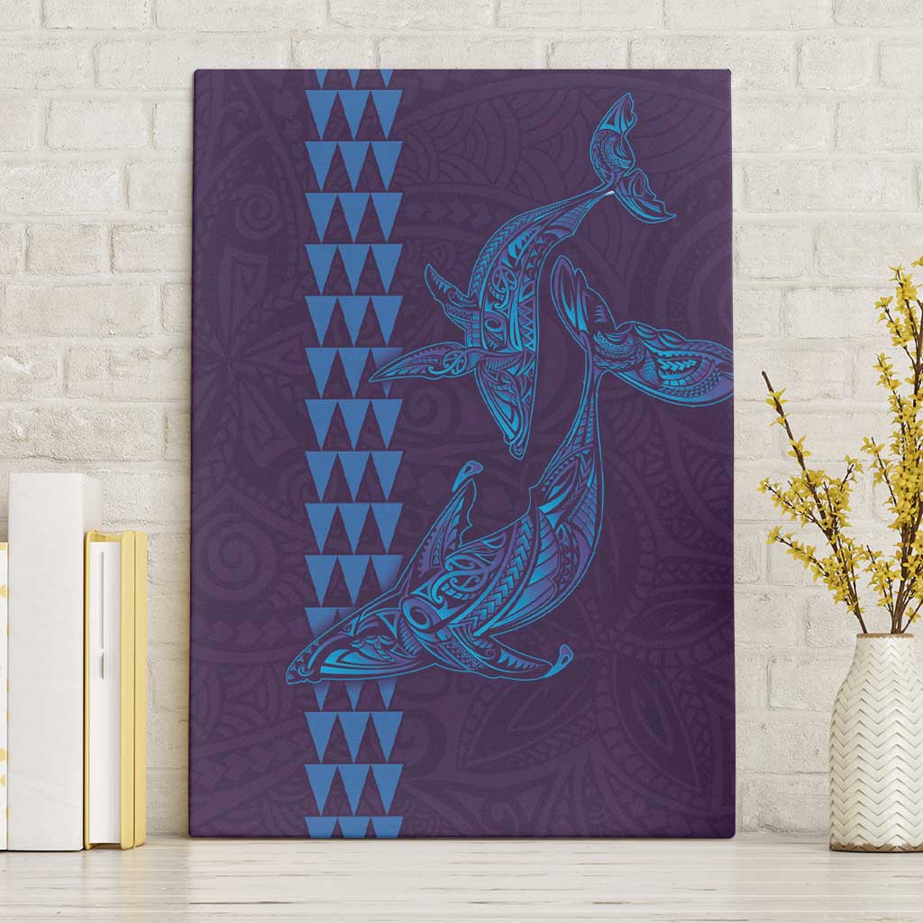 Aloha Hawaii Whale Kakau and Polynesian Tattoo Canvas Wall Art Purple Color LT03 Without Frame Purple - Polynesian Pride