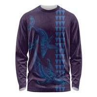 Aloha Hawaii Whale Kakau and Polynesian Tattoo Long Sleeve Shirt Purple Color LT03 Unisex Purple - Polynesian Pride