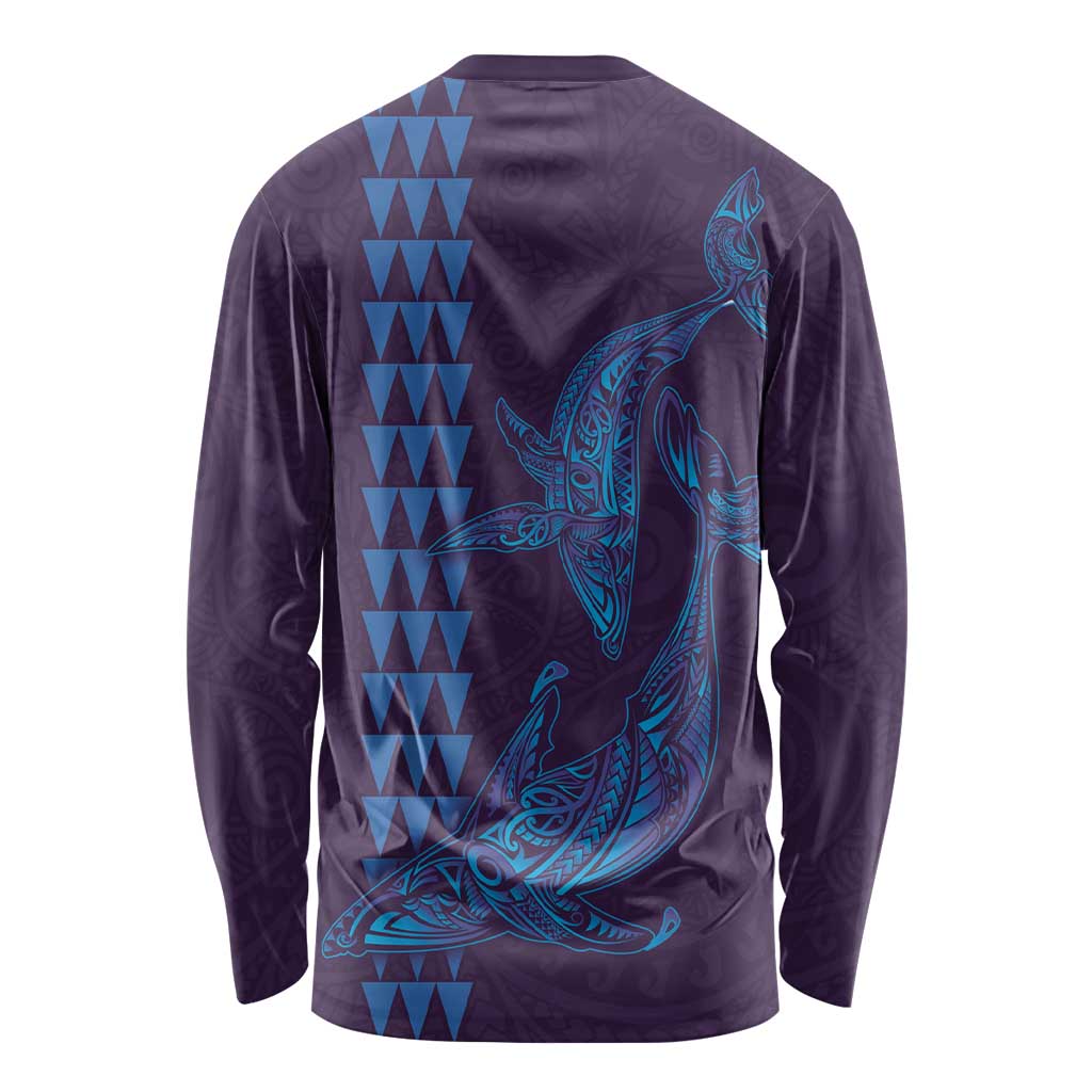Aloha Hawaii Whale Kakau and Polynesian Tattoo Long Sleeve Shirt Purple Color LT03 - Polynesian Pride