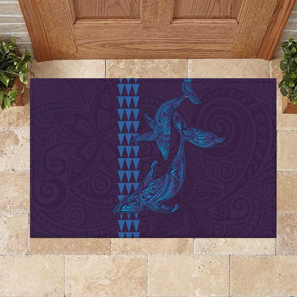 Aloha Hawaii Whale Kakau and Polynesian Tattoo Rubber Doormat Purple Color LT03 Purple - Polynesian Pride