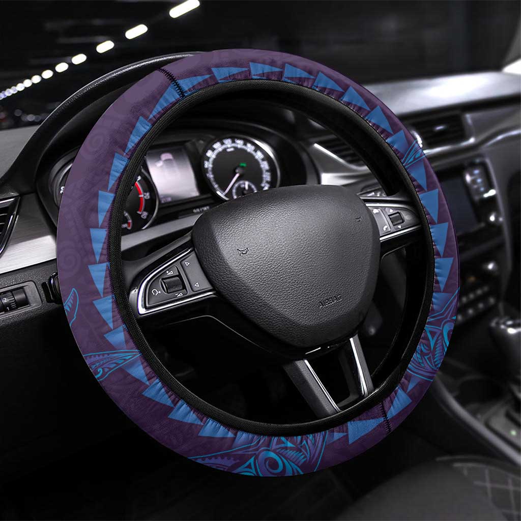 Aloha Hawaii Whale Kakau and Polynesian Tattoo Steering Wheel Cover Purple Color LT03 Universal Fit Purple - Polynesian Pride