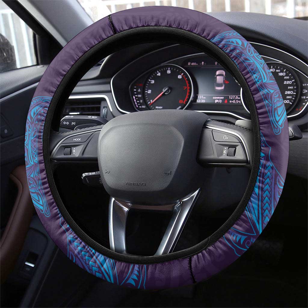 Aloha Hawaii Whale Kakau and Polynesian Tattoo Steering Wheel Cover Purple Color LT03 - Polynesian Pride