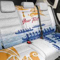 Personalised Hawaiki Nui Va'a French Polynesian Pattern Back Car Seat Cover White Color LT03 - Polynesian Pride
