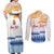 Personalised Hawaiki Nui Va'a French Polynesian Pattern Couples Matching Off Shoulder Maxi Dress and Long Sleeve Button Shirt White Color