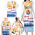 Personalised Hawaiki Nui Va'a French Polynesian Pattern Family Matching Long Sleeve Bodycon Dress and Hawaiian Shirt White Color