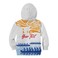 Personalised Hawaiki Nui Va'a French Polynesian Pattern Kid Hoodie White Color LT03 - Polynesian Pride