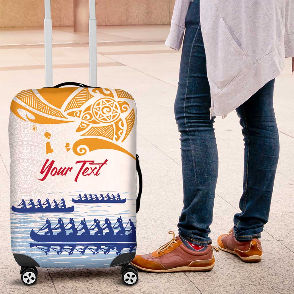 Personalised Hawaiki Nui Va'a French Polynesian Pattern Luggage Cover White Color LT03 White - Polynesian Pride