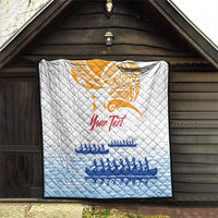Personalised Hawaiki Nui Va'a French Polynesian Pattern Quilt White Color LT03 - Polynesian Pride