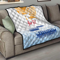 Personalised Hawaiki Nui Va'a French Polynesian Pattern Quilt White Color LT03 - Polynesian Pride
