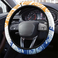 Hawaiki Nui Va'a French Polynesian Pattern Steering Wheel Cover White Color LT03 - Polynesian Pride