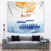 Personalised Hawaiki Nui Va'a French Polynesian Pattern Tapestry White Color LT03 White - Polynesian Pride