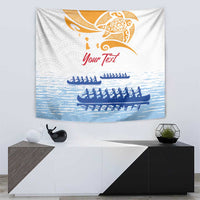 Personalised Hawaiki Nui Va'a French Polynesian Pattern Tapestry White Color LT03 - Polynesian Pride