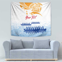 Personalised Hawaiki Nui Va'a French Polynesian Pattern Tapestry White Color LT03 - Polynesian Pride