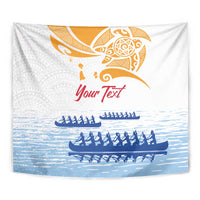 Personalised Hawaiki Nui Va'a French Polynesian Pattern Tapestry White Color LT03 - Polynesian Pride