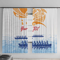 Personalised Hawaiki Nui Va'a French Polynesian Pattern Window Curtain White Color LT03 With Hooks White - Polynesian Pride