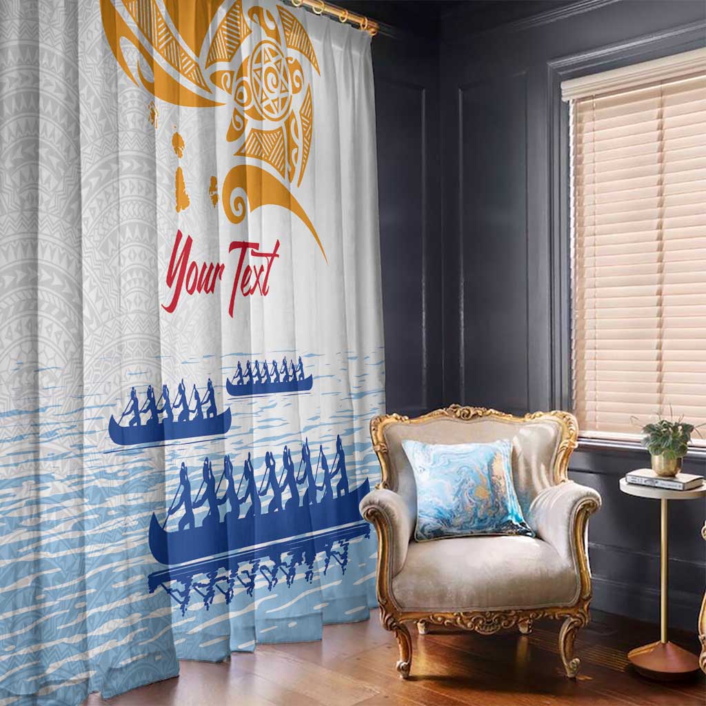 Personalised Hawaiki Nui Va'a French Polynesian Pattern Window Curtain White Color LT03 - Polynesian Pride