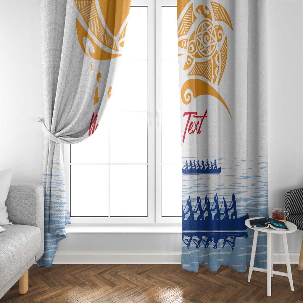 Personalised Hawaiki Nui Va'a French Polynesian Pattern Window Curtain White Color LT03 - Polynesian Pride