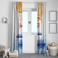Personalised Hawaiki Nui Va'a French Polynesian Pattern Window Curtain White Color LT03 - Polynesian Pride