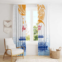 Personalised Hawaiki Nui Va'a French Polynesian Pattern Window Curtain White Color LT03 - Polynesian Pride