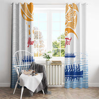 Personalised Hawaiki Nui Va'a French Polynesian Pattern Window Curtain White Color LT03 - Polynesian Pride
