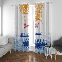 Personalised Hawaiki Nui Va'a French Polynesian Pattern Window Curtain White Color LT03 With Grommets White - Polynesian Pride