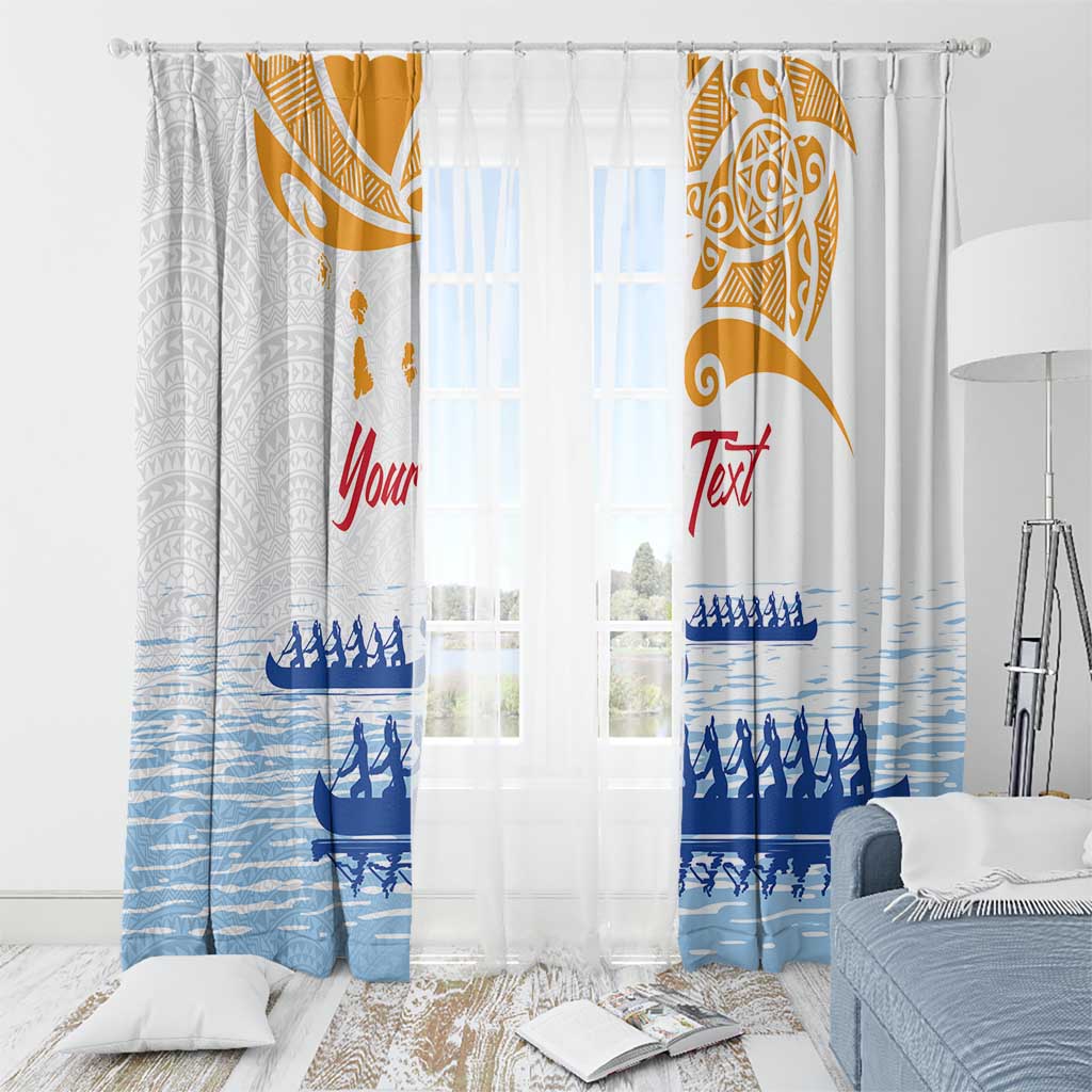 Personalised Hawaiki Nui Va'a French Polynesian Pattern Window Curtain White Color LT03 - Polynesian Pride