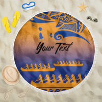 Personalised Hawaiki Nui Va'a French Polynesian Pattern Beach Blanket Sunset Color LT03 One Size 150cm Yellow - Polynesian Pride