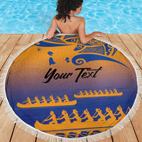 Personalised Hawaiki Nui Va'a French Polynesian Pattern Beach Blanket Sunset Color LT03 - Polynesian Pride