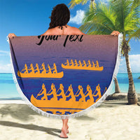 Personalised Hawaiki Nui Va'a French Polynesian Pattern Beach Blanket Sunset Color LT03 - Polynesian Pride