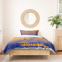 Personalised Hawaiki Nui Va'a French Polynesian Pattern Bedding Set Sunset Color LT03 - Polynesian Pride