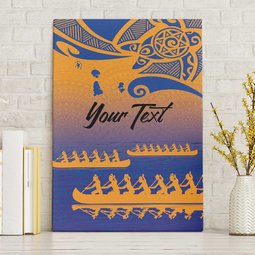 Personalised Hawaiki Nui Va'a French Polynesian Pattern Canvas Wall Art Sunset Color LT03 Without Frame Yellow - Polynesian Pride