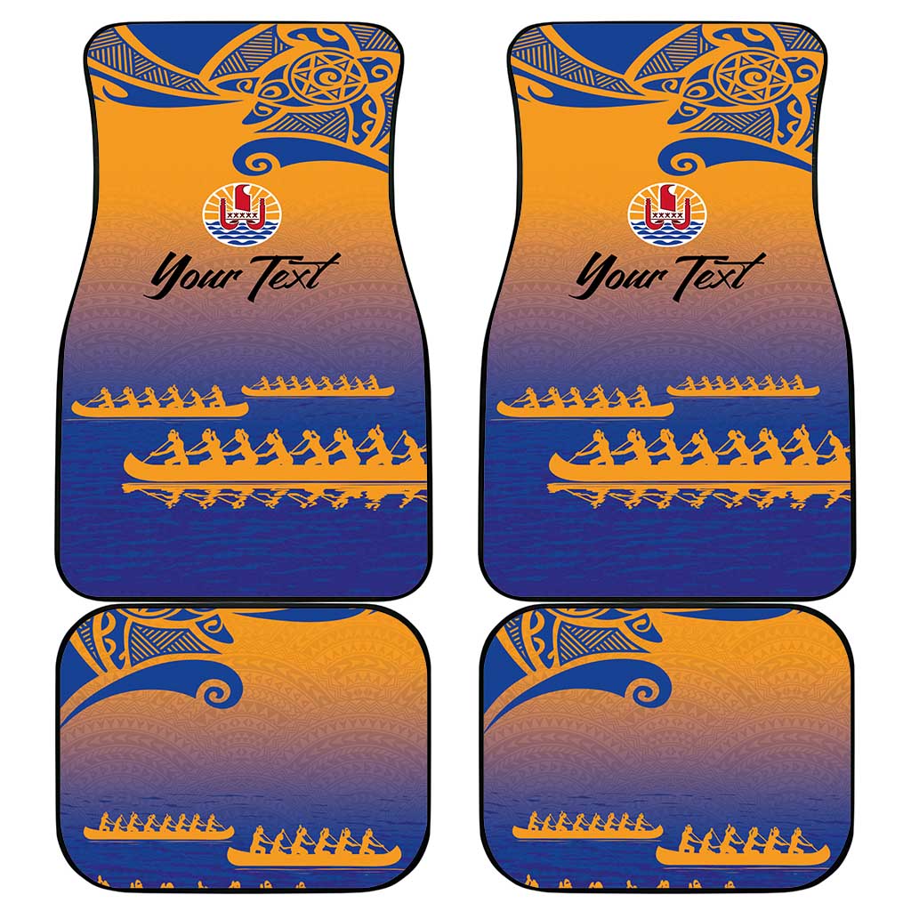 Personalised Hawaiki Nui Va'a French Polynesian Pattern Car Mats Sunset Color LT03 - Polynesian Pride