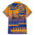 Personalised Hawaiki Nui Va'a French Polynesian Pattern Family Matching Mermaid Dress and Hawaiian Shirt Sunset Color