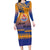 Personalised Hawaiki Nui Va'a French Polynesian Pattern Long Sleeve Bodycon Dress Sunset Color