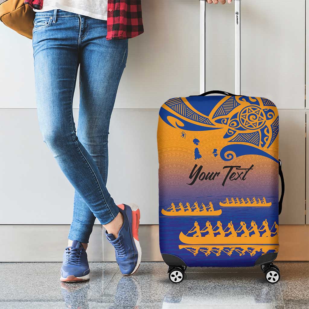 Personalised Hawaiki Nui Va'a French Polynesian Pattern Luggage Cover Sunset Color LT03 - Polynesian Pride