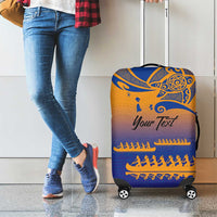 Personalised Hawaiki Nui Va'a French Polynesian Pattern Luggage Cover Sunset Color LT03 - Polynesian Pride
