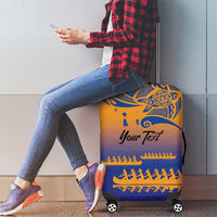 Personalised Hawaiki Nui Va'a French Polynesian Pattern Luggage Cover Sunset Color LT03 - Polynesian Pride