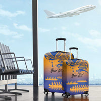 Personalised Hawaiki Nui Va'a French Polynesian Pattern Luggage Cover Sunset Color LT03 - Polynesian Pride