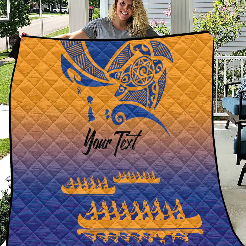 Personalised Hawaiki Nui Va'a French Polynesian Pattern Quilt Sunset Color LT03 Yellow - Polynesian Pride