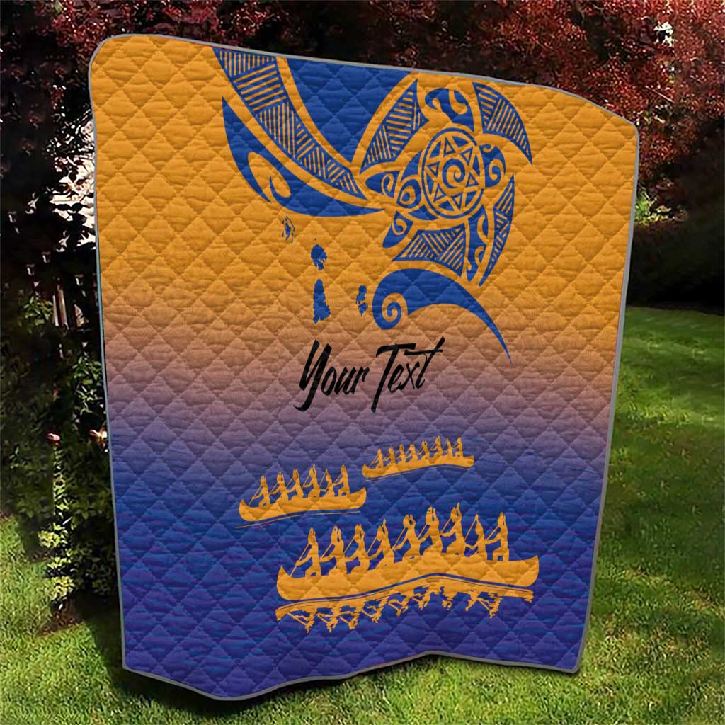 Personalised Hawaiki Nui Va'a French Polynesian Pattern Quilt Sunset Color LT03 - Polynesian Pride