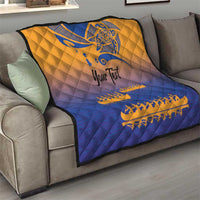 Personalised Hawaiki Nui Va'a French Polynesian Pattern Quilt Sunset Color LT03 - Polynesian Pride