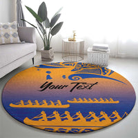 Personalised Hawaiki Nui Va'a French Polynesian Pattern Round Carpet Sunset Color LT03 - Polynesian Pride