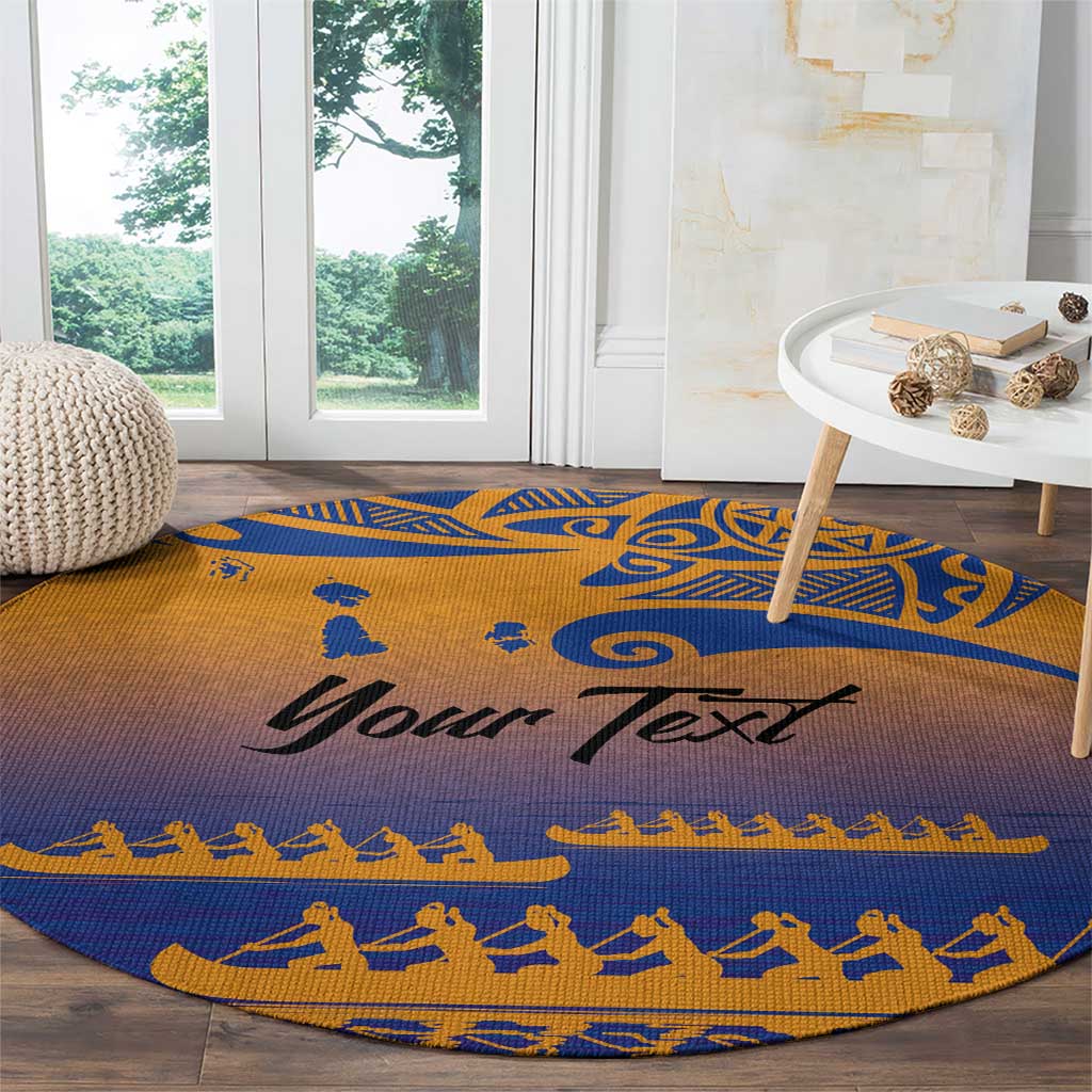 Personalised Hawaiki Nui Va'a French Polynesian Pattern Round Carpet Sunset Color LT03 - Polynesian Pride