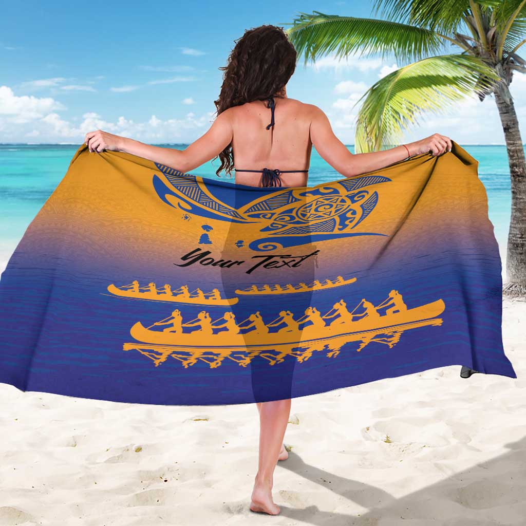 Personalised Hawaiki Nui Va'a French Polynesian Pattern Sarong Sunset Color LT03 - Polynesian Pride