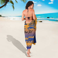 Personalised Hawaiki Nui Va'a French Polynesian Pattern Sarong Sunset Color LT03 - Polynesian Pride