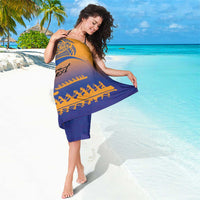 Personalised Hawaiki Nui Va'a French Polynesian Pattern Sarong Sunset Color LT03 - Polynesian Pride