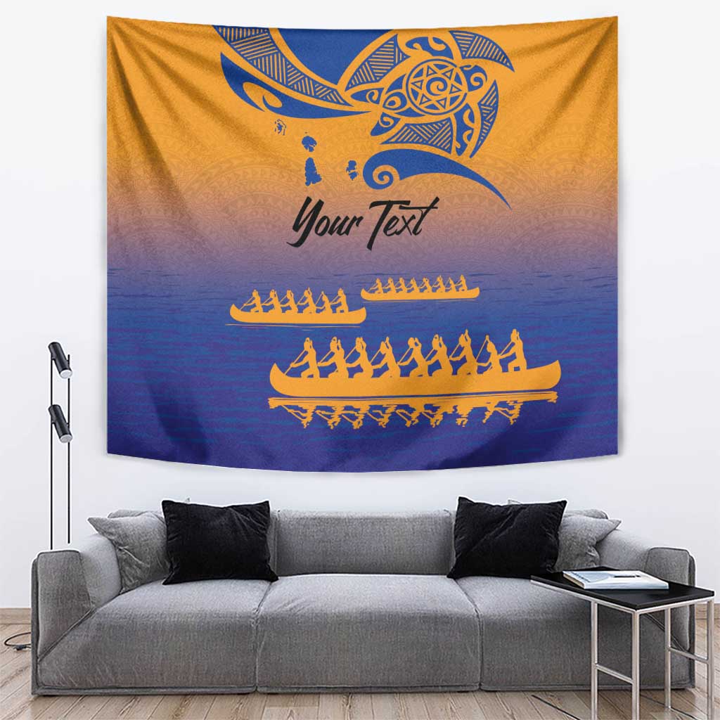 Personalised Hawaiki Nui Va'a French Polynesian Pattern Tapestry Sunset Color LT03 Yellow - Polynesian Pride