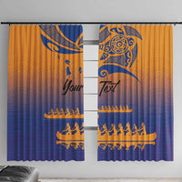 Personalised Hawaiki Nui Va'a French Polynesian Pattern Window Curtain Sunset Color LT03 With Hooks Yellow - Polynesian Pride