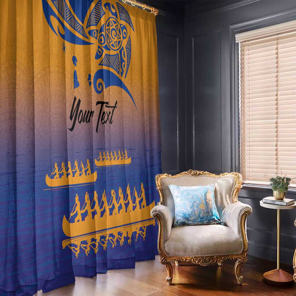 Personalised Hawaiki Nui Va'a French Polynesian Pattern Window Curtain Sunset Color LT03 - Polynesian Pride